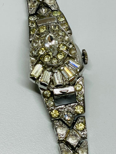 Rhinestone Silver Watch Devil's Details